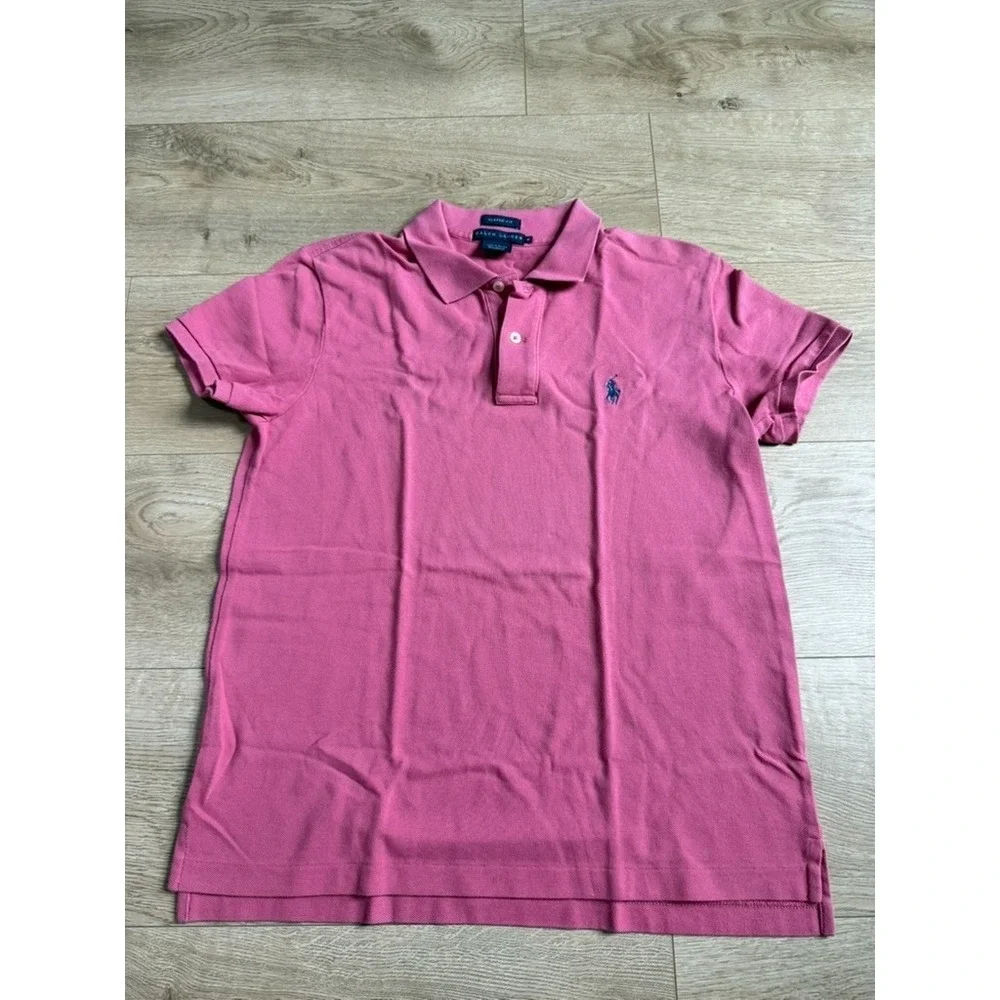 EUC Womens Ralph Lauren Classic Fit pink short sleeve polo vintage cotton size M